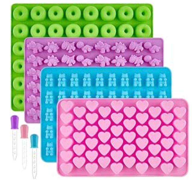 Lot de 4 mini moules à beignets en forme d'ours et de dinosaures,